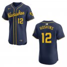 Brewers #12 Rhys Hoskins Navy Stitched Jersey