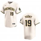 Brewers #19 Robin Yount Cream Stitched Jersey