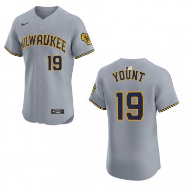 Brewers #19 Robin Yount Gray Stitched Jersey