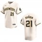 Brewers #21 Caleb Durbin Cream Stitched Jersey