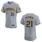 Brewers #21 Caleb Durbin Gray Stitched Jersey