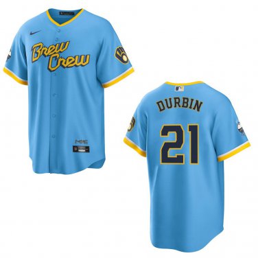 Brewers #21 Caleb Durbin Light Blue Stitched Jersey