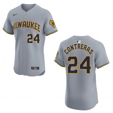 Brewers #24 William Contreras Gray Stitched Jersey