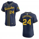Brewers #24 William Contreras Navy Stitched Jersey