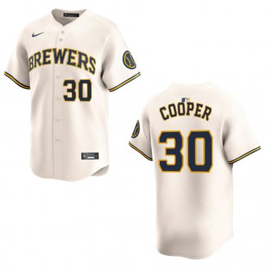 Brewers #30 Cecil Cooper Cream Stitched Jersey