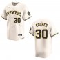 Brewers #30 Cecil Cooper Cream Stitched Jersey