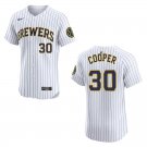 Brewers #30 Cecil Cooper White Stitched Jersey