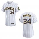 Brewers #34 Rollie Fingers White Stitched Jersey