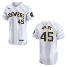 Brewers #45 Abner Uribe White Stitched Jersey
