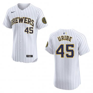 Brewers #45 Abner Uribe White Stitched Jersey