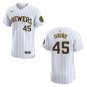 Brewers #45 Abner Uribe White Stitched Jersey