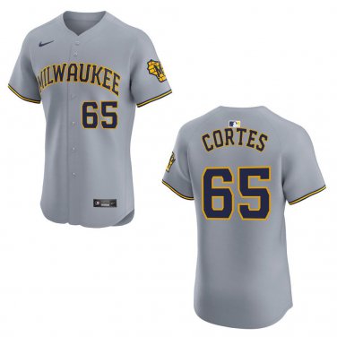 Brewers #65 Nestor Cortes Gray Stitched Jersey