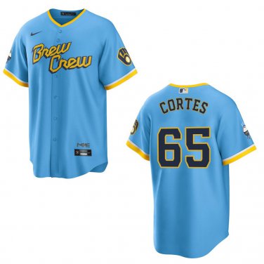 Brewers #65 Nestor Cortes Light Blue Stitched Jersey