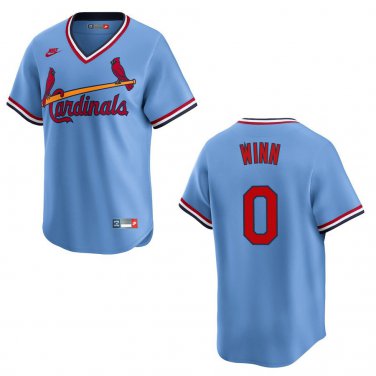 Cardinals #0 Masyn Winn Blue Throwback Stitched Jersey