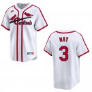 Cardinals #3 Dustin May White Throwback Stitched Jersey