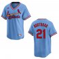 Cardinals #21 Lars Nootbaar Blue Throwback Stitched Jersey