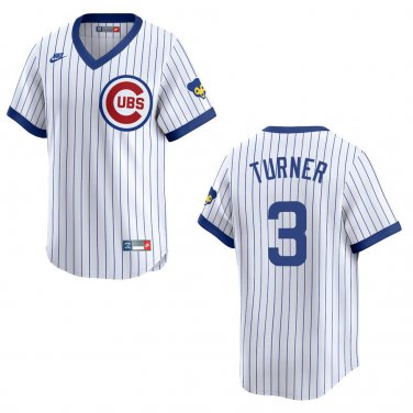 Cubs #3 Justin Turner White Throwback Stitched Jersey