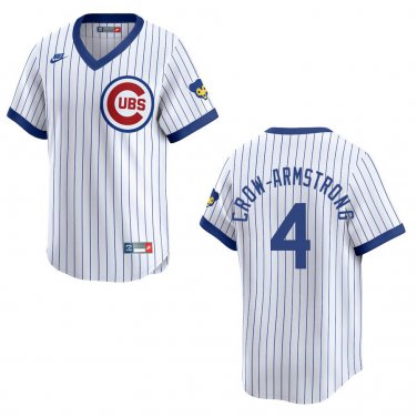 Cubs #4 Pete Crow-Armstrong White Throwback Stitched Jersey