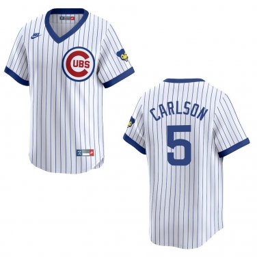 Cubs #5 Dylan Carlson White Throwback Stitched Jersey