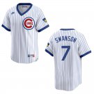 Cubs #7 Dansby Swanson White Throwback Stitched Jersey