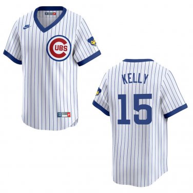 Cubs #15 Carson Kelly White Throwback Stitched Jersey