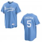 Dodgers #5 Freddie Freeman Light Blue Stitched Jersey