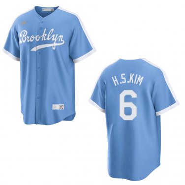 Dodgers #6 Hyeseong Kim Light Blue Stitched Jersey