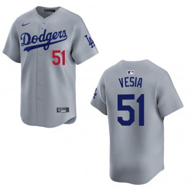 Dodgers #51 Alex Vesia Gray Stitched Jersey