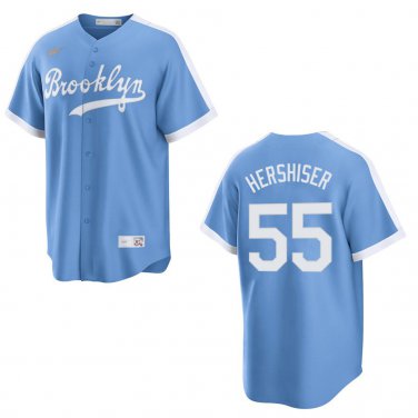 Dodgers #55 Orel Hershiser Light Blue Stitched Jersey