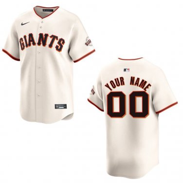 Giants #00 Custom Name And Number Cream Stitched Jersey