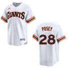 Giants #28 Buster Posey White Throwback Stitched Jersey