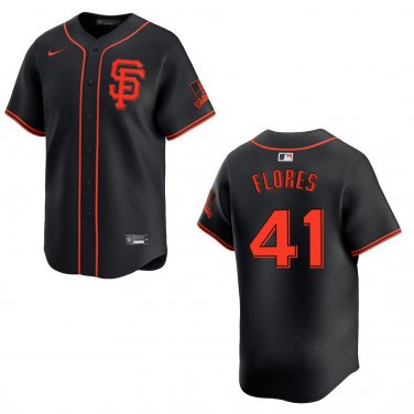 Giants #41 Wilmer Flores Black Stitched Jersey
