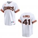Giants #41 Wilmer Flores White Throwback Stitched Jersey