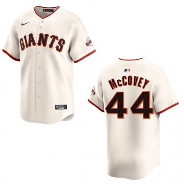 Giants #44 Willie McCovey Cream Stitched Jersey