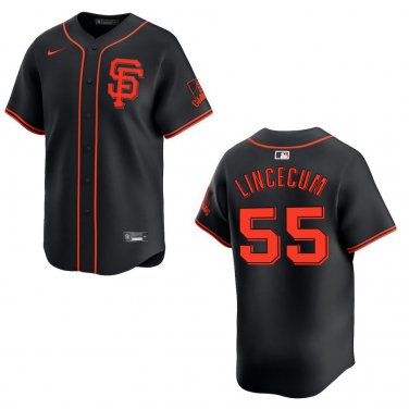 Giants #55 Tim Lincecum Black Stitched Jersey