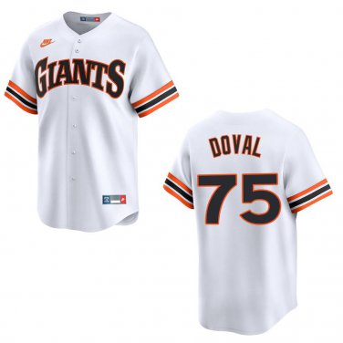 Giants #75 Camilo Doval White Throwback Stitched Jersey
