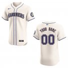 Mariners #00 Custom Name And Number Cream Stitched Jersey