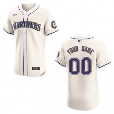 Mariners #00 Custom Name And Number Cream Stitched Jersey