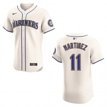 Mariners #11 Edgar Martinez Cream Stitched Jersey