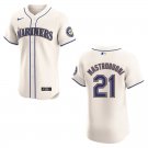 Mariners #21 Miles Mastrobuoni Cream Stitched Jersey