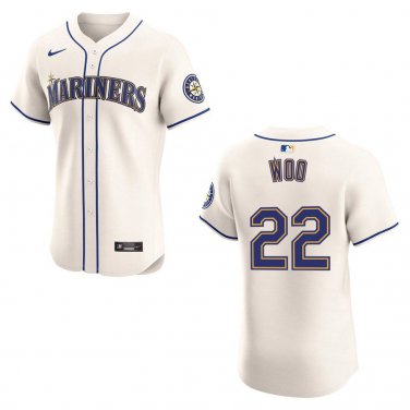 Mariners #22 Bryan Woo Cream Stitched Jersey