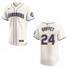 Mariners #24 Ken Griffey Jr. Cream Stitched Jersey