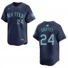 Mariners #24 Ken Griffey Jr. Navy Stitched Jersey