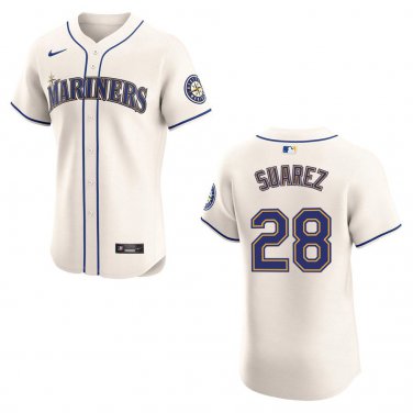 Mariners #28 Eugenio Suarez Cream Stitched Jersey