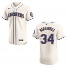 Mariners #34 Felix Hernandez Cream Stitched Jersey
