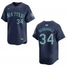Mariners #34 Felix Hernandez Navy Stitched Jersey