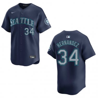 Mariners #34 Felix Hernandez Navy Stitched Jersey