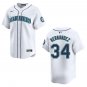 Mariners #34 Felix Hernandez White Stitched Jersey