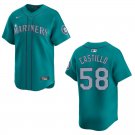 Mariners #58 Luis Castillo Aqua Stitched Jersey