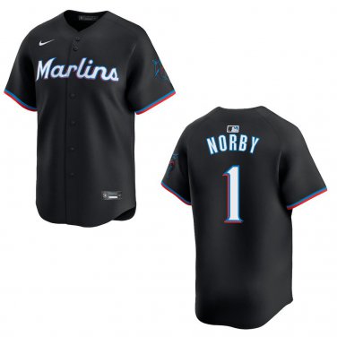 Marlins #1 Connor Norby Black Stitched Jersey